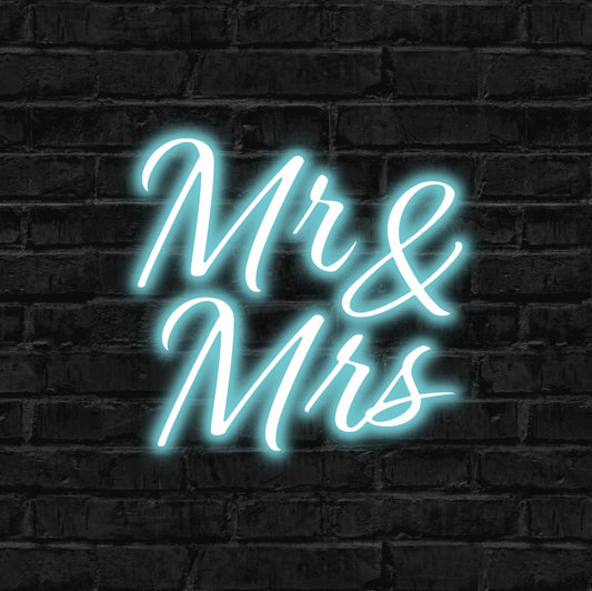 mr and mrs, wedding, neon, led neon, sign, design, custom, glow, light, neon sign