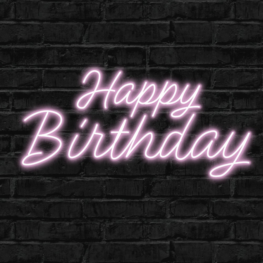 happy birthday, neon, led neon, sign, design, custom, glow, light, neon sign